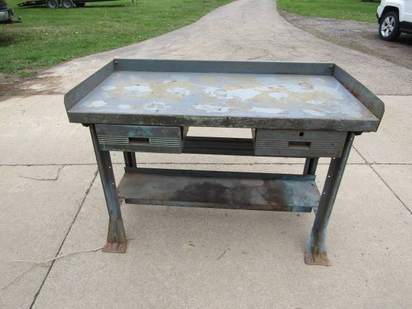 Heavy Steel Welding Shop Table Work Bench w/ 2 Drawers 1