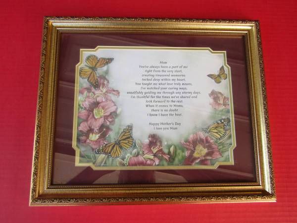 FRAMED PRINT MOM HAPPY MOTHER'S DAY 13" x 16" FRAMED GOLD TONE 1