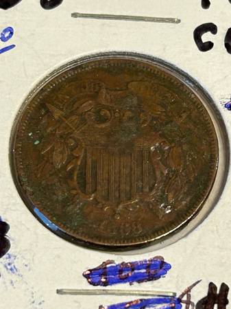 2-1868 Two Cent coins-US. 1