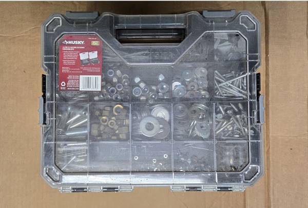 Stackable parts organizer with hardware 1
