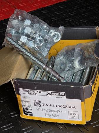 Brand New DEWALT Wedge Anchor: 6 in Overall Lg, 5/8 in Dia, 5/8"-11 Thread Size, 1
