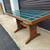 Vintage Solid Wood Trestle Table with Beautiful Teal Tile Top. 4 thumbnail