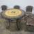 Round table and 4 chairs wrought iron & mosaic faux stone tabletop 3 thumbnail