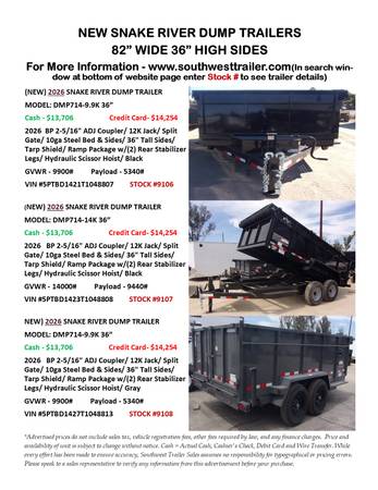 NEW SRTC DUMP TRAILERS 36"  @ SOUTHWEST TRAILER SALES (760) 788-8900 1