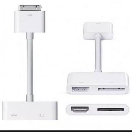 APPLE GENUINE OEM 30-PIN TO HDMI AV CABLE ADAPTER - MODEL A1388 1