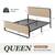 Queen Size Platform Bed Frame, Upholstered Bed with Fabric Curved Headboard & Fo 10 thumbnail