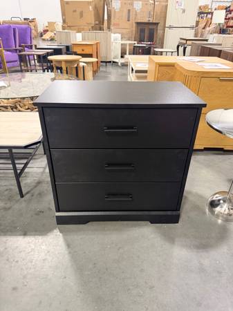 Prepac Rustic Ridge Farmhouse Black 3 Drawer Nightstand Bedside Table 1