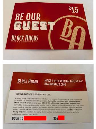 $30 OFF Any Meal at BLACK ANGUS Steak House 1