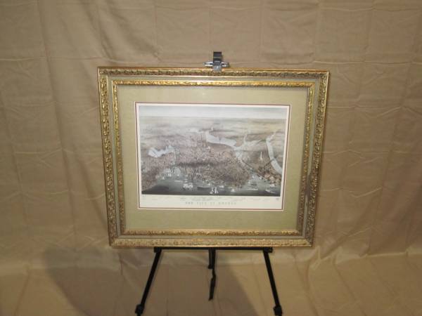 circa 1875 Currier & Ives City of Boston Lithograph 1