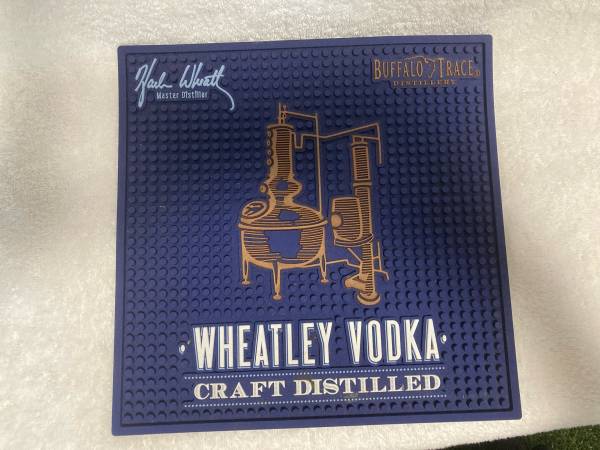 New BUFFALO TRACE DISTILLERY WHEATLY VODKA RUBBER BAR MAT, 12” x 12” 1