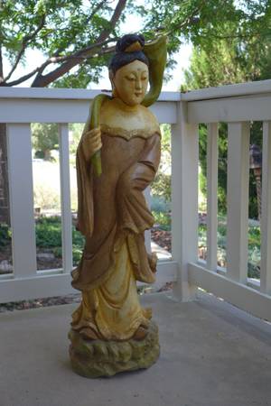 Asian Sculpture. Painted wood apx. 40" H 1