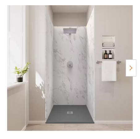 36 in. L x 36 in. W x 84 in. H Solid Composite Stone Alcove Shower Kit 1