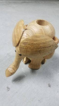 Vintage Papel - Elephant Toothpick Holder Figurine - Handcrafted Wood 1