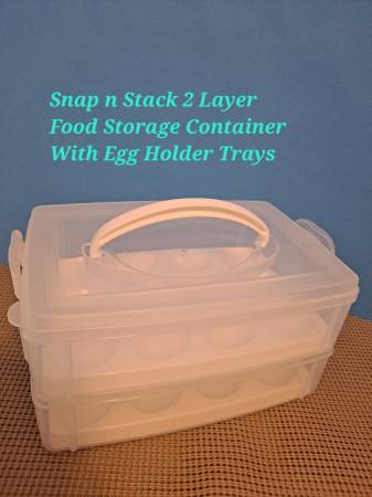 Snack N Stack 2 Layer Food Storage Containers With Egg Holder Trays 1