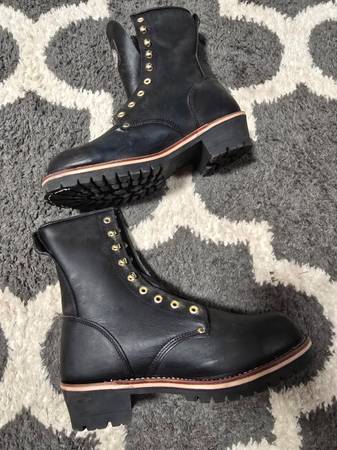 Georgia Work Boots 8" Logger Black Leather Steel Toe size 12 1