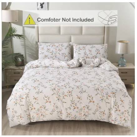 [NEW] 3pcs Soft & Breathable Floral Print Duvet Cover Set 1