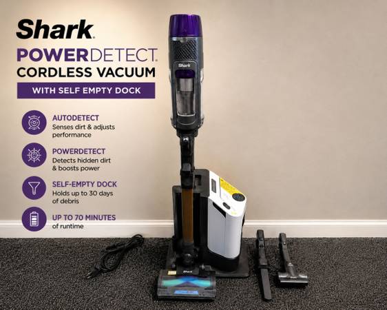 Shark PowerDetect Cordless Vacuum w/ Auto Empty Dock Works Great 1