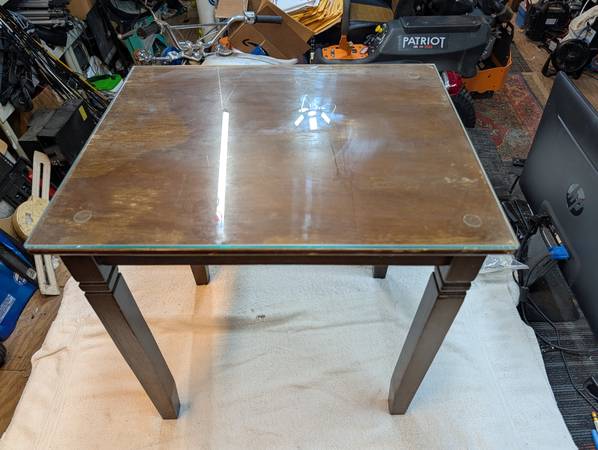 Solid Wood Side End Table w Glass Top Protection Sturdy Frame 1