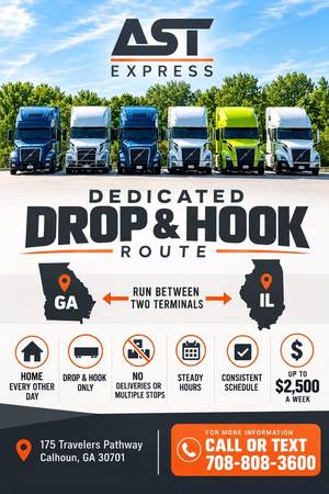 CDL - A Drivers | Dedicated Drop & Hook between GA - IL 1