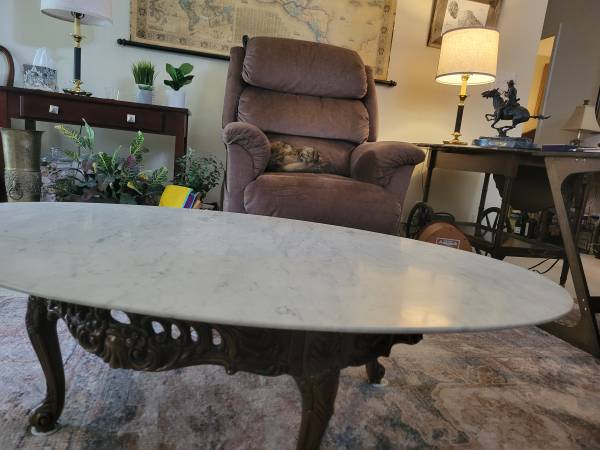 Solid marble top with antique wooden table 1