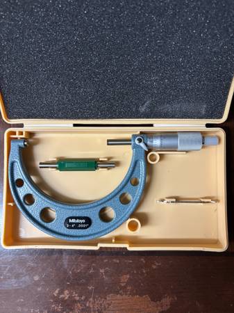 Mitutoyo Mechanical Outside Micrometer: 4" Range, 0.001" Graduation 1
