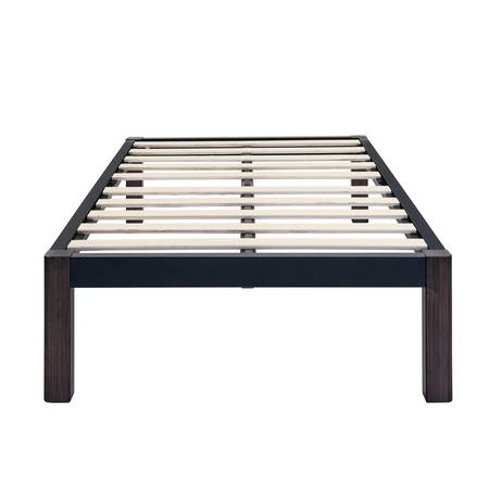 Mainstays Twin 14" Metal Platform Bed Frame with Wood Slats, Storage S 1