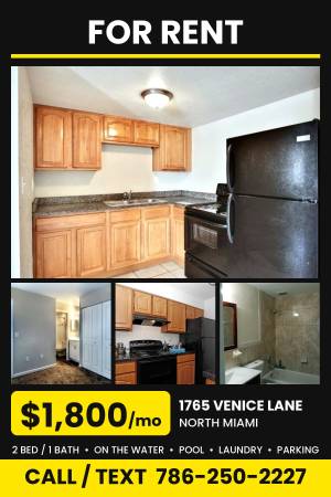 2 Bed Apartment $1,800 – Pool Building on the Water – 33181 1