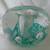 Controlled Bubble Art Glass Paperweight/Candle Holder Green/Clear 4"x3 1 thumbnail
