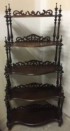 Antique Walnut Waterfall Whatnot Shelving Unit 1