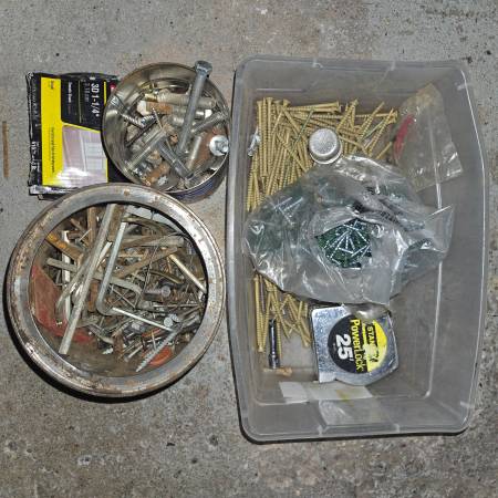 Assorted Hardware Lot with Stanley PowerLock Tape Measure 1