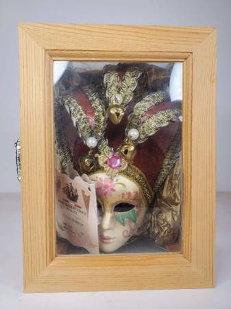 Mardi Gras Mask in Glass Box 1
