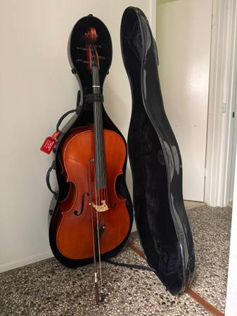4/4 Solid Wood Cello - Bow, Hard Case, and Extra Strings Included 1