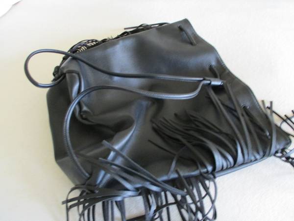 Black fringe handbag/backpack new 1