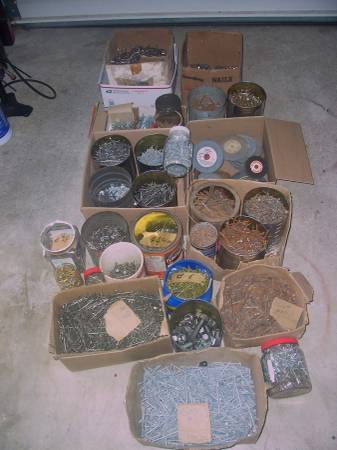 assorted nails andscrews ect alot  of  nails over 150+lbs 1