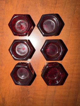 Mosser Hexagon Ruby Red Salt Cellars (set of 6) 1