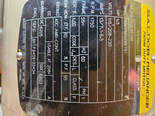 1 1/2 hp motor 1