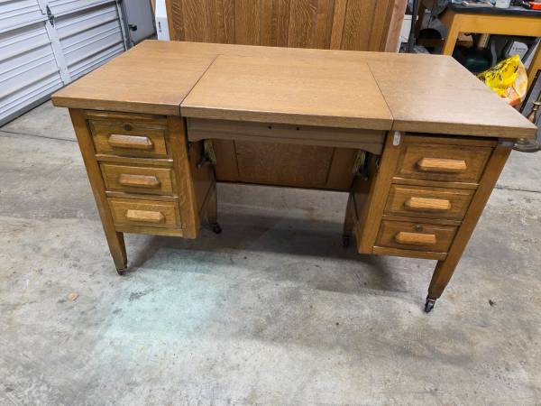 Antique Oak Typewriter Desk 1