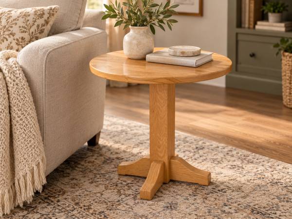 Solid Oak Round End Tables / Bistro Accent Tables Nightstand (Multiple Available 1