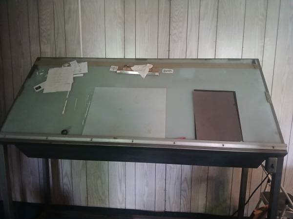 Rectangle Drafting Table / Drafting Desk with Slanted Glass Top 1
