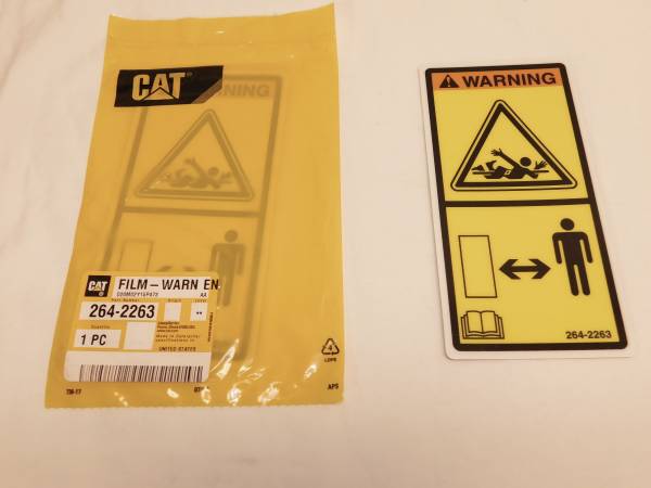 CAT CATERPILLAR ADHESIVE WARNING SIGNS ~  264-2263 ~ PN 2642263 1