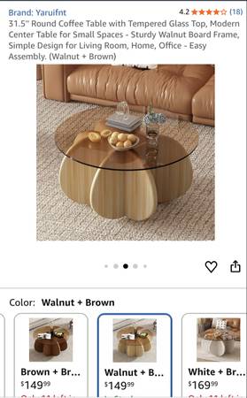 Walnut Coffee Table with Tempered Glass Top 1