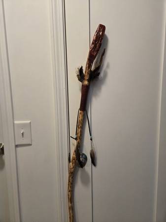 Hand-Crafted Walking Staff: The Liver-Spotted Feathered Wyrm 1