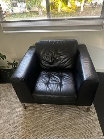 Free black leather sofa armchair 1