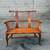Vintage solid oak Windsor style settee bench 4 thumbnail