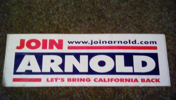 SCHWARZENEGGER Official  Campaign Bumper Sticker 1