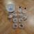 Vintage Frosted Rose Crystal Napkin Rings, Shakers and Bowl 1 thumbnail