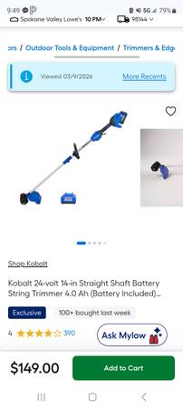 Kobalt 24 V string trimmer / weed eater 1