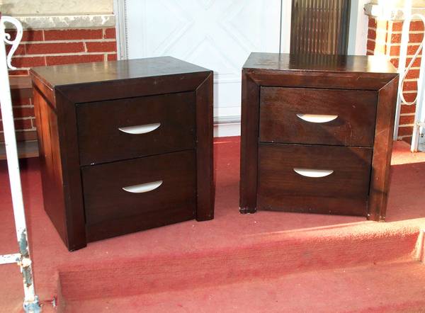 2 NIGHT STAND SET End Table Nightstands Bedroom Furniture Wood Stamds 1