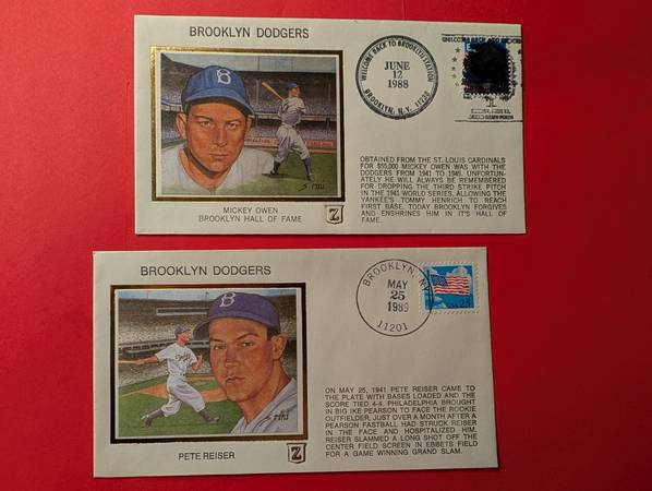 Brooklyn Dodgers - 4 Commemorative Envelopes Postmarked / Mint 1