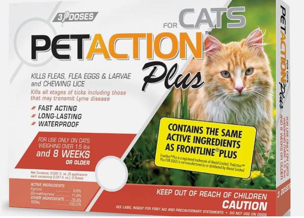 Pet Action Plus Cat Flea & Tick Applicator over 1.5 lb-4 DOSES 1